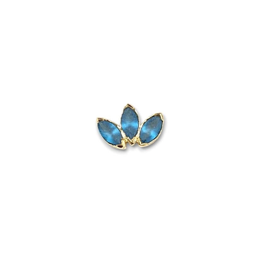 Anatometal Marquise 3 Fan London Blue Sandblasted Gelbgold Threadless