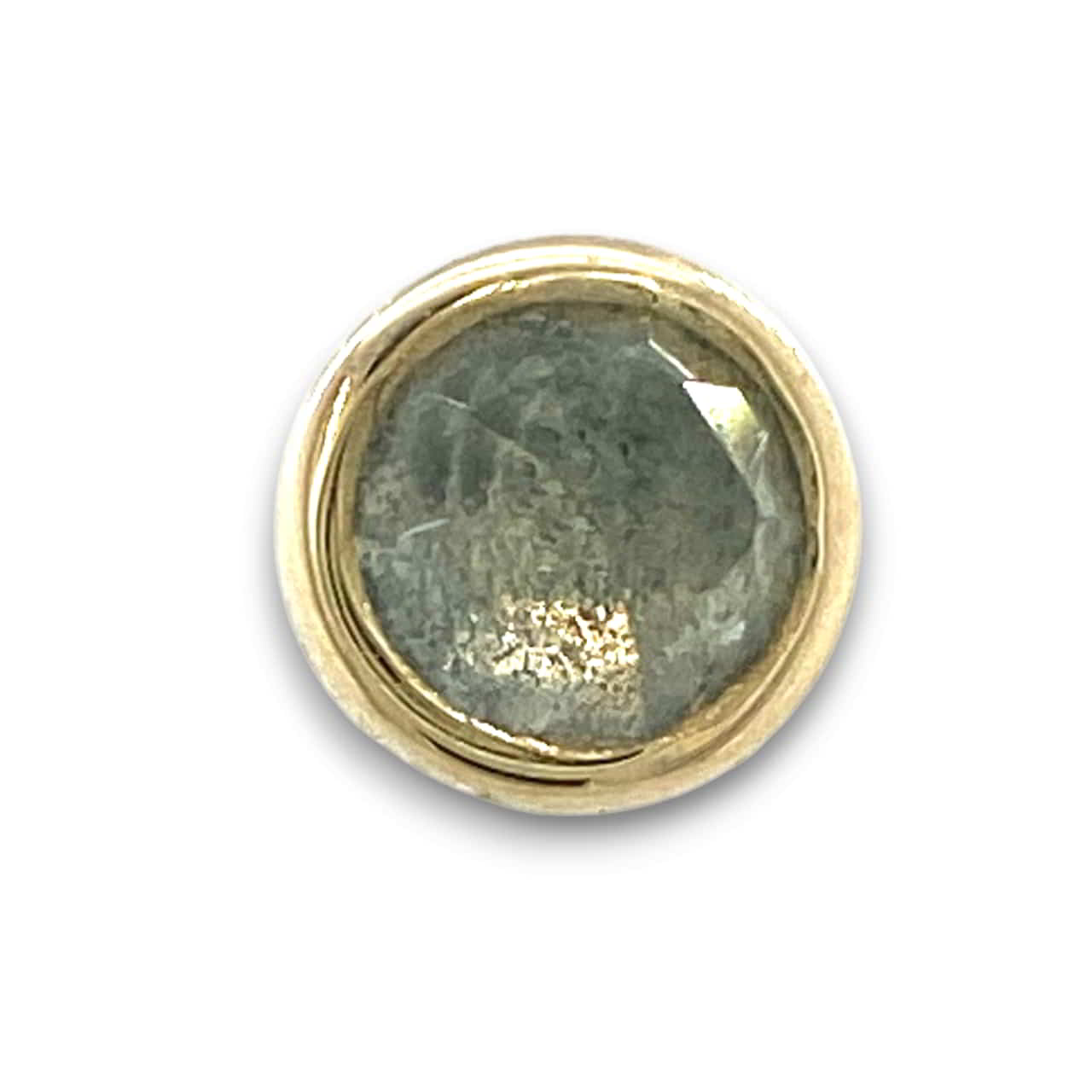 BVLA Round Cup Swiss blue Topaz Rose Cut Gelbgold Threadless