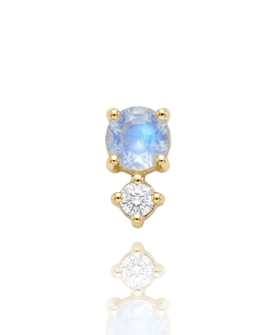 June Moonstone and White Sapphire Gelbgold Threadless