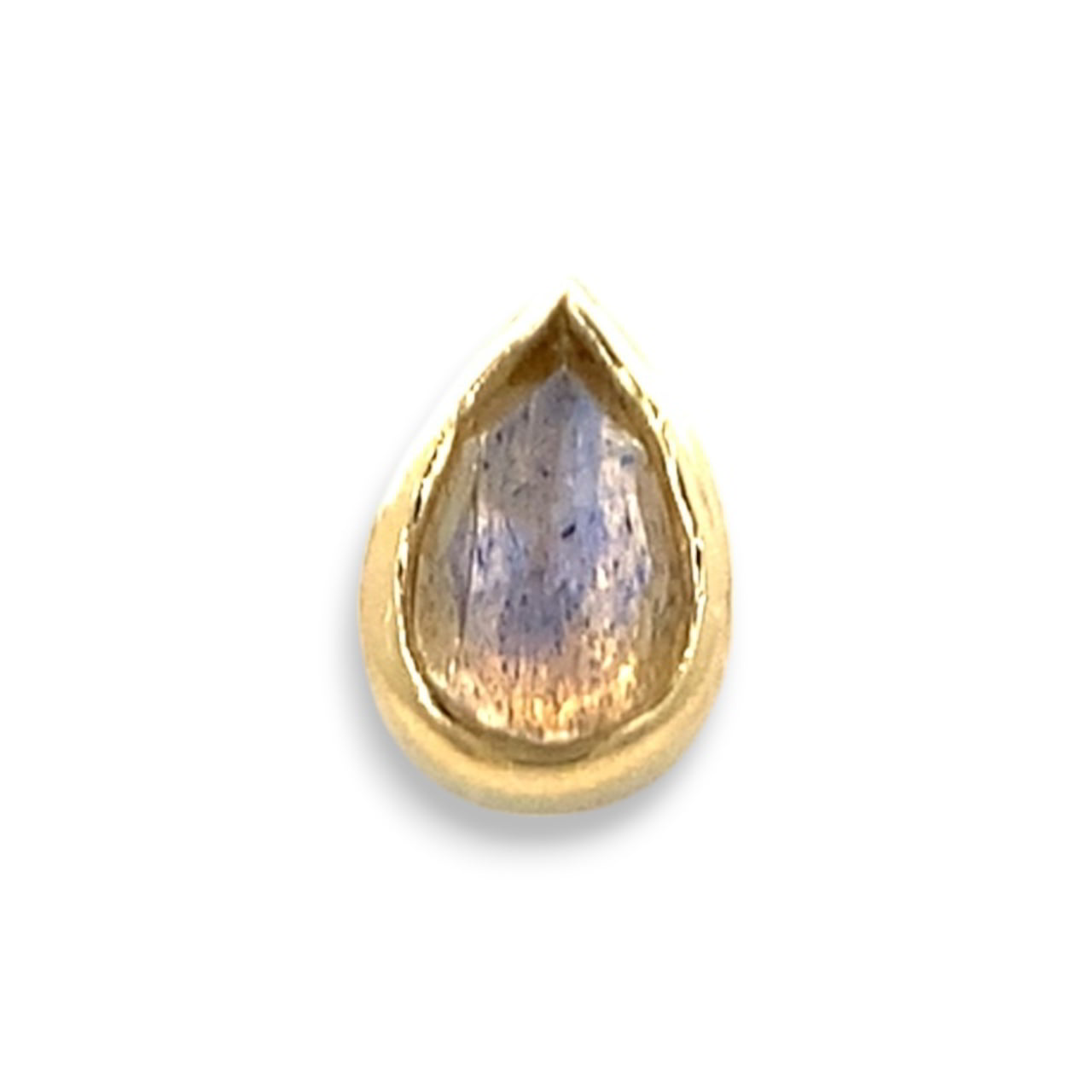BVLA Low Profile Pear Cab Bezel Labradorit Rose Cut Gelbgold Threadless