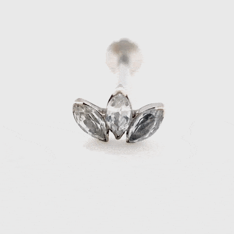 Anatometal Mini Marquise 3 Fan White Topaz Weißgold Threadless