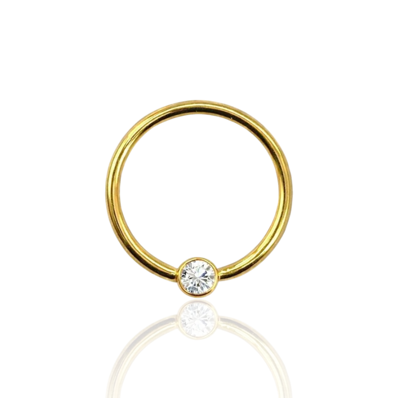 NorVoch Round Bezel CZ 14k Gelbgold Seamless Ring
