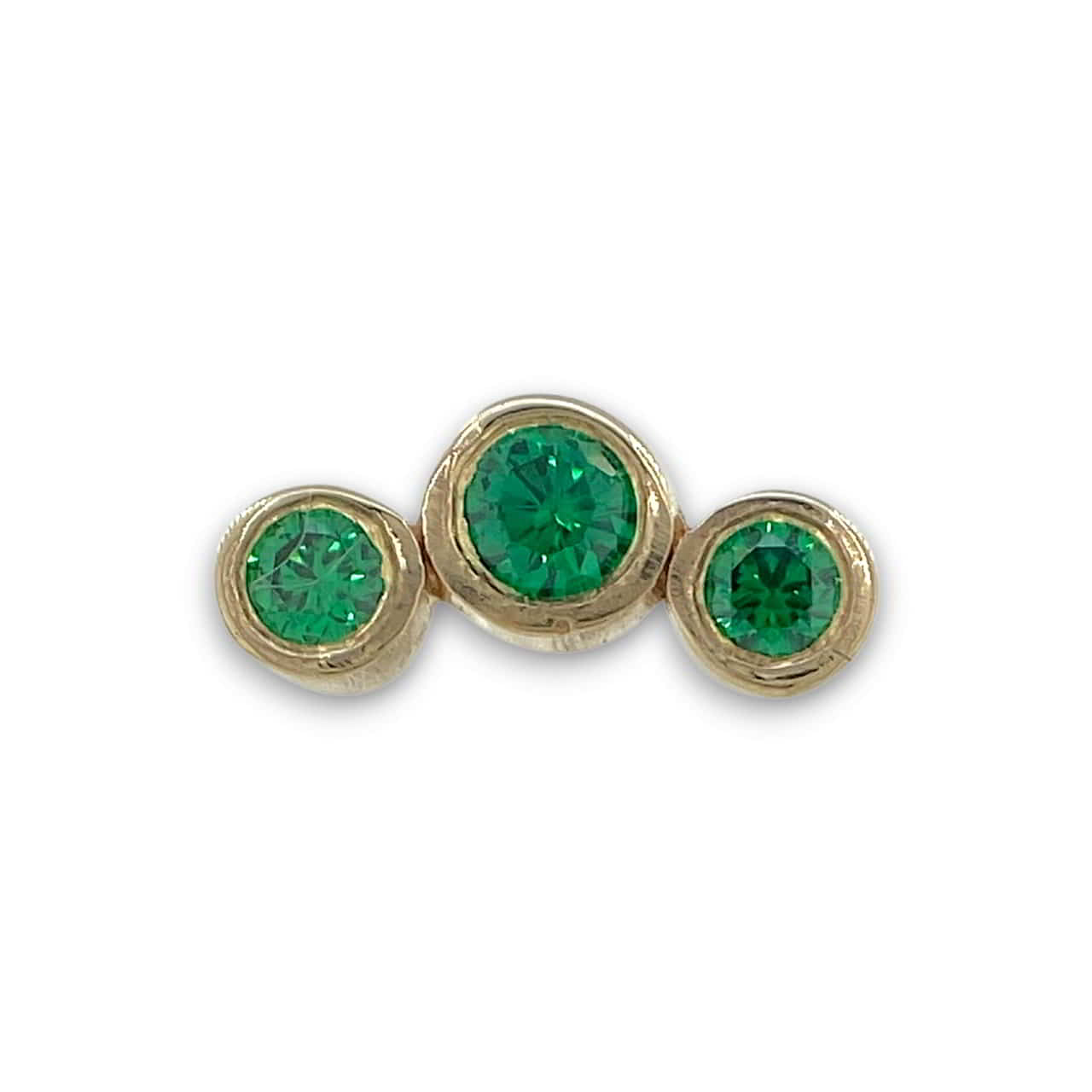 3 Gem Bezel Cluster 14k Gelbgold Emerald Threadless