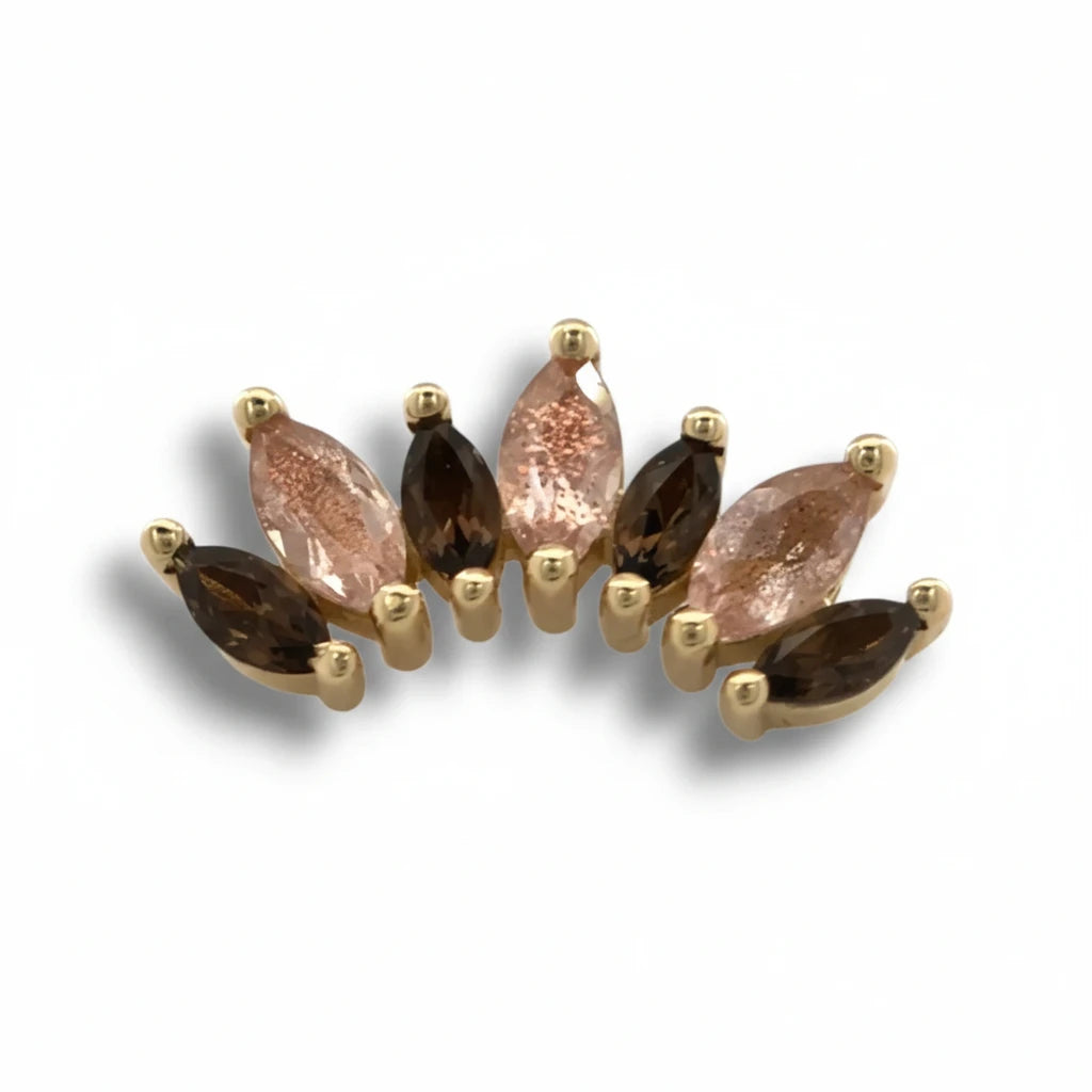 BVLA Athena Smoky Quartz und Oregon Sunstone Gelbgold Threaded