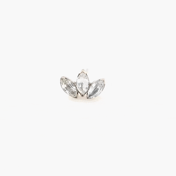 Anatometal Mini Marquise 3 Fan White Topaz Weißgold Threadless