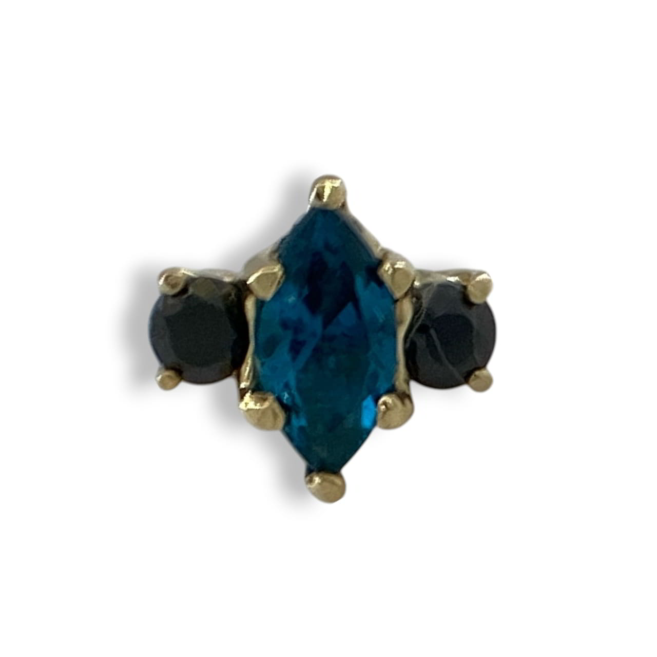 Anatometal Marquise End Seide Accents London blue and black Gelbgold Threadless