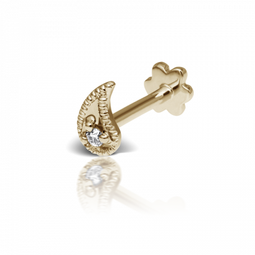 Diamond Paisley (Right) Stecker Gelbgold