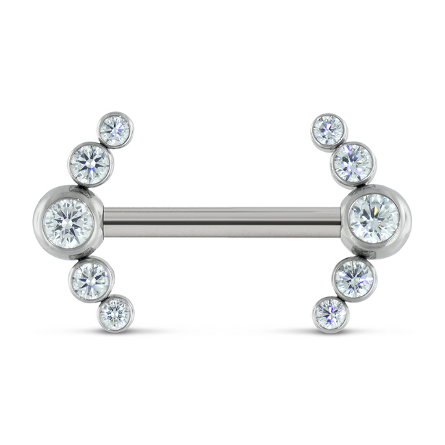 Titan Nipple Barbell Side Gem Cluster CZ Threadless