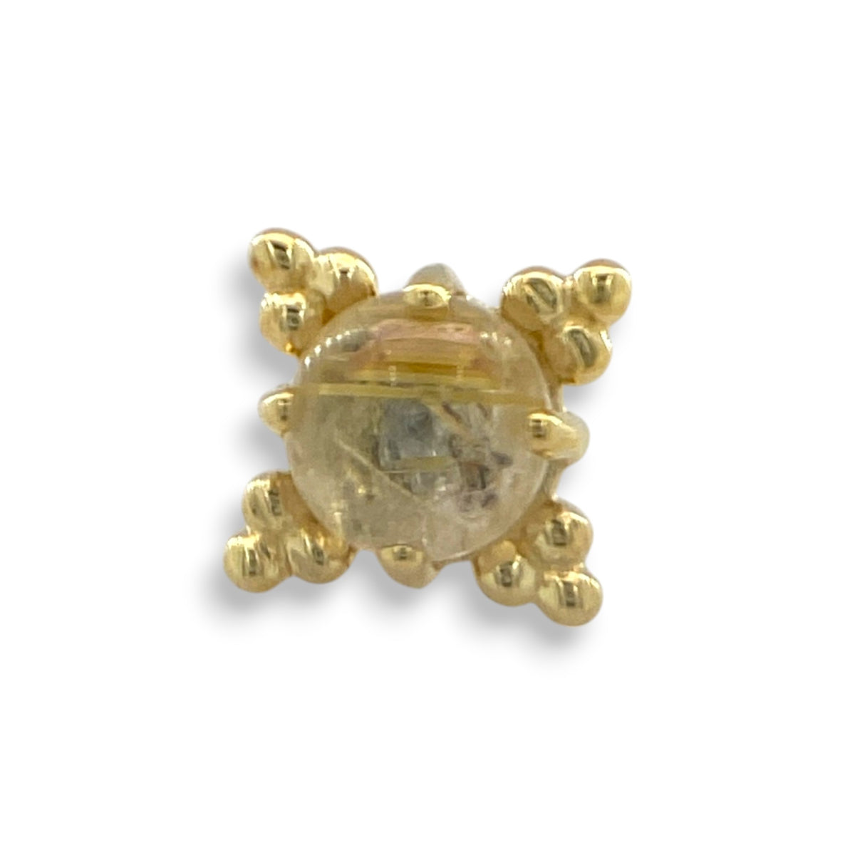 Anatometal 14kt Zia Cabochon Golden Rutilated Quartz Gelbgold Threadless