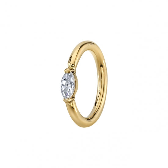 BVLA Marquise V-Prong CZ Seamless Ring 1,0 x 9,5 mm Gelbgold