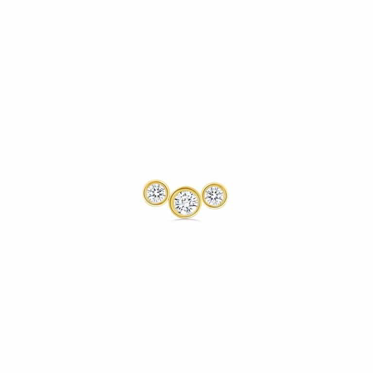 3 Gem Bezel Cluster 14k Gelbgold Crystal Threadless