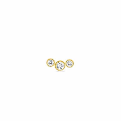 3 Gem Bezel Cluster 14k Gelbgold Crystal Threadless