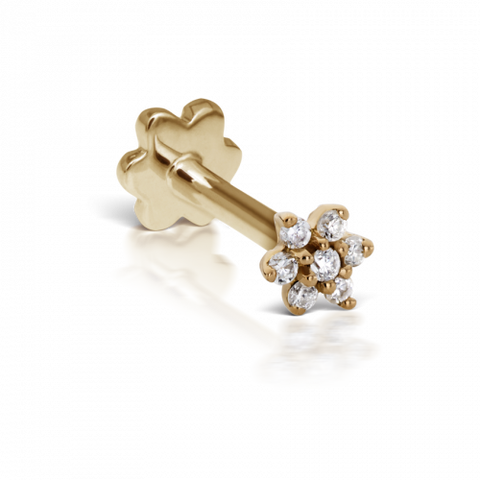 Diamond Flower Stecker Gelbgold