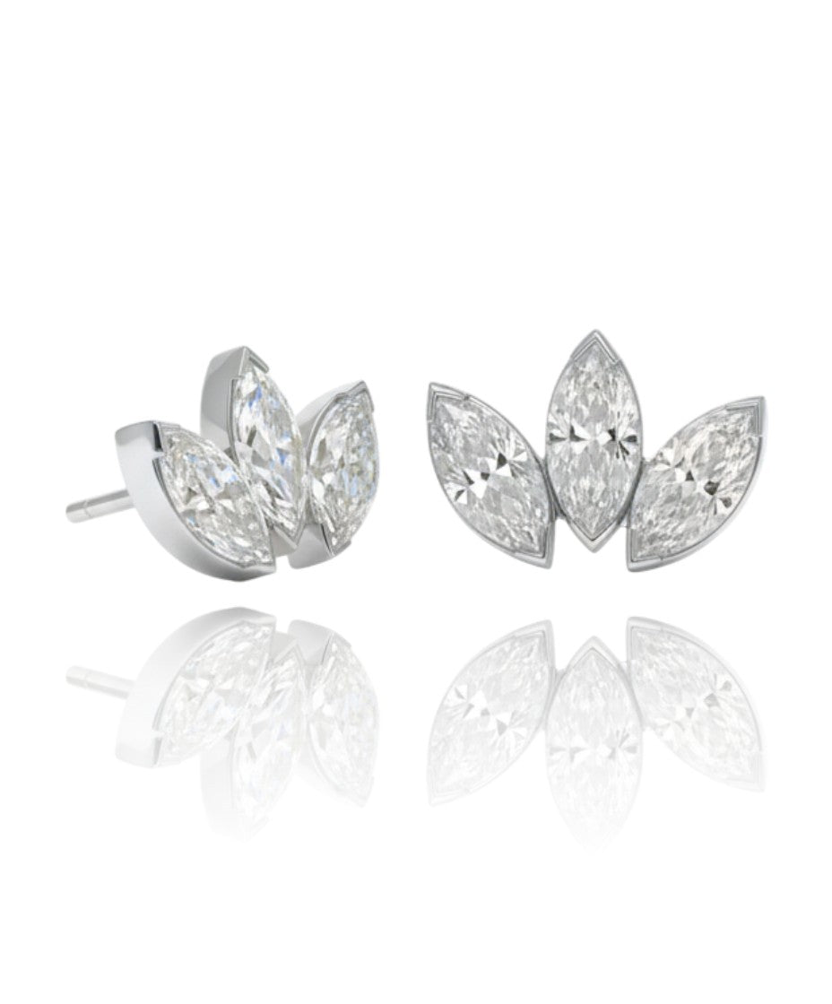 Anatometal Mini Marquise 3 Fan Weißgold Crystal Threadless