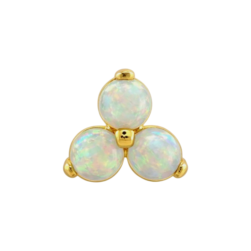 Anatometal Cabochon Trio White Opal Gelbgold Threadless