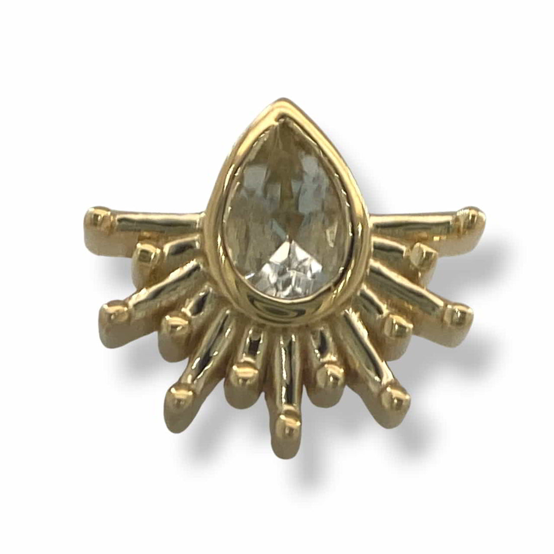 BVLA Borderline Pear Bezel Gelbgold Green Quartz Threaded