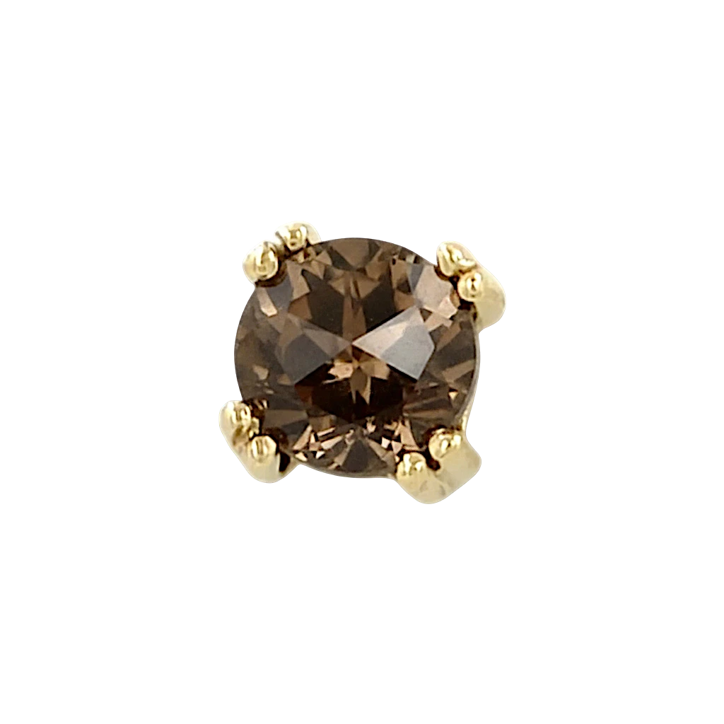 BVLA Round Cab Prong Smoky Quartz Rose cut Gelbgold Threadless