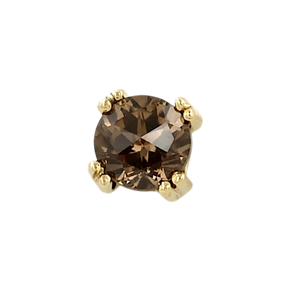 BVLA Round Cab Prong Smoky Quartz Rose cut Gelbgold Threadless