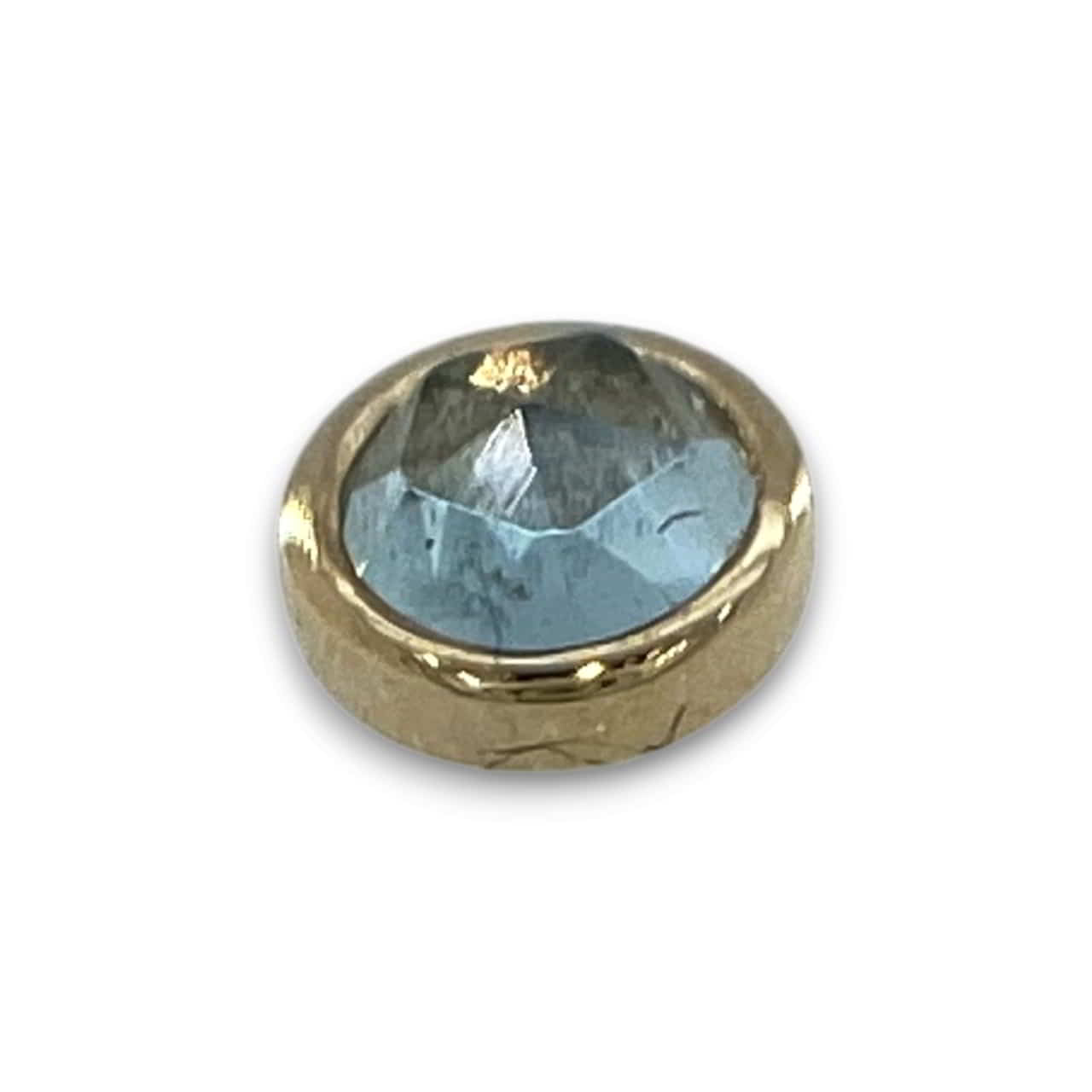 BVLA Round Cup Swiss blue Topaz Rose Cut Gelbgold Threadless