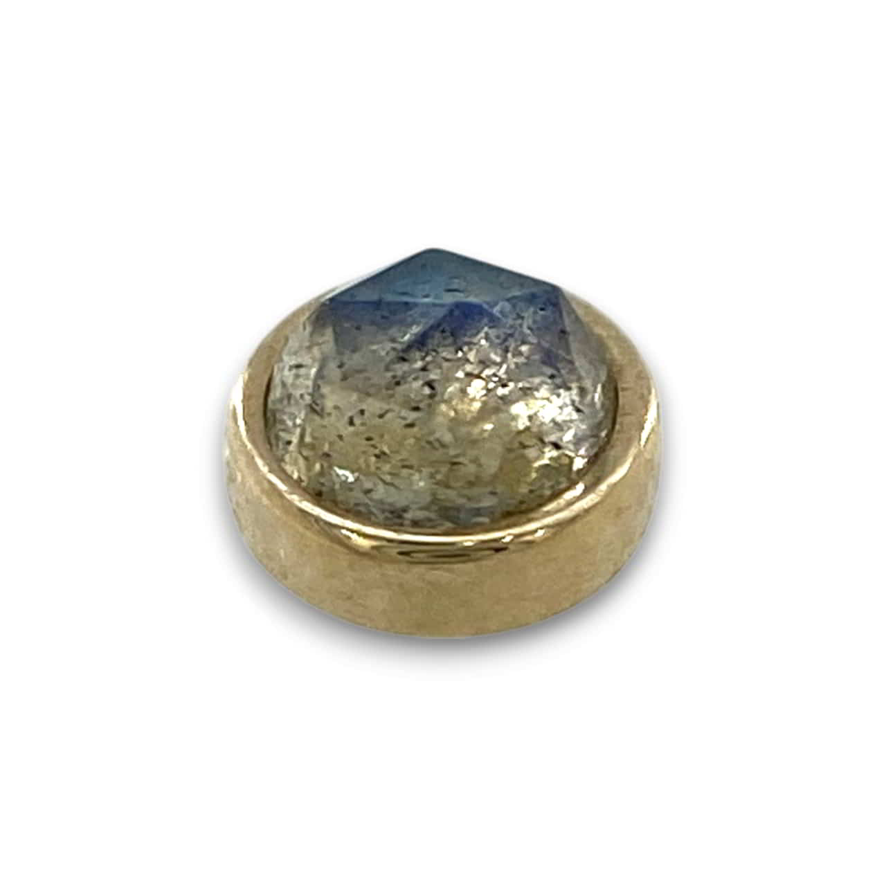 BVLA Round Cup Labradorite Rose Cut Gelbgold Threadless