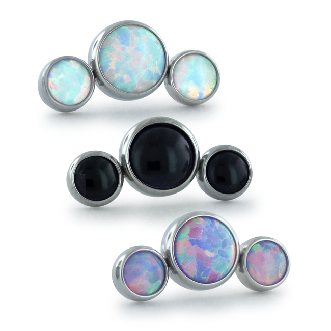 NeoMetal Cluster Titan Bezel Set Cabochon White Opal Threadless