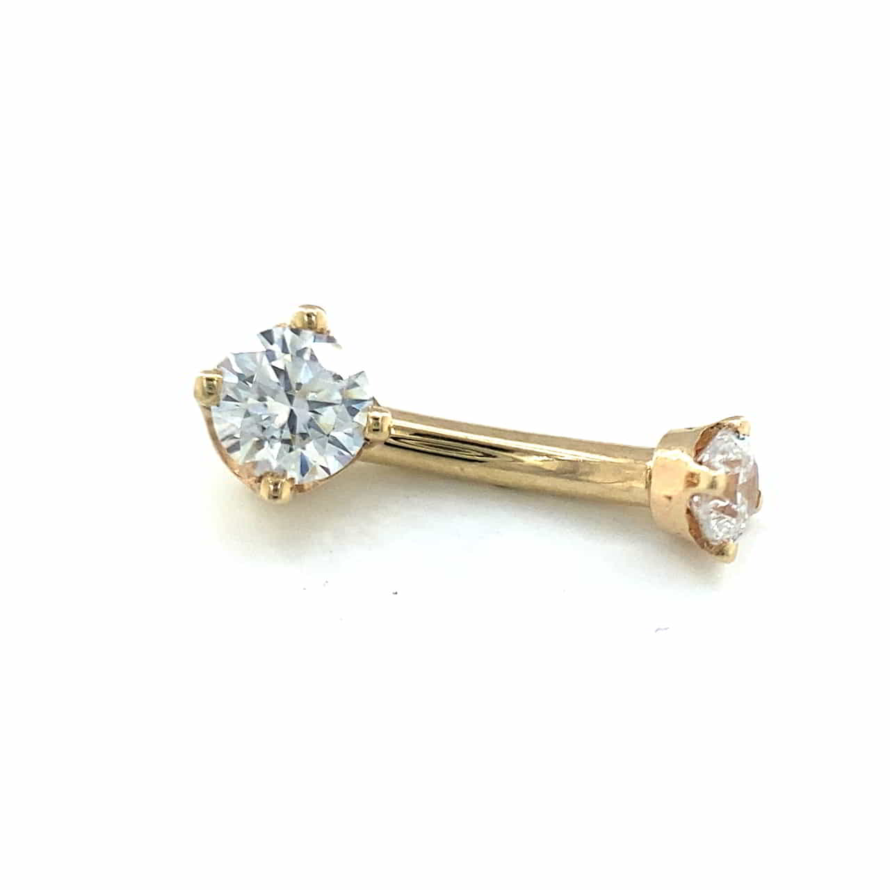 BVLA Curved Barbell with Threaded 3 mm Round Prong Top and Fixed 4 mm Prong Bottom Navel