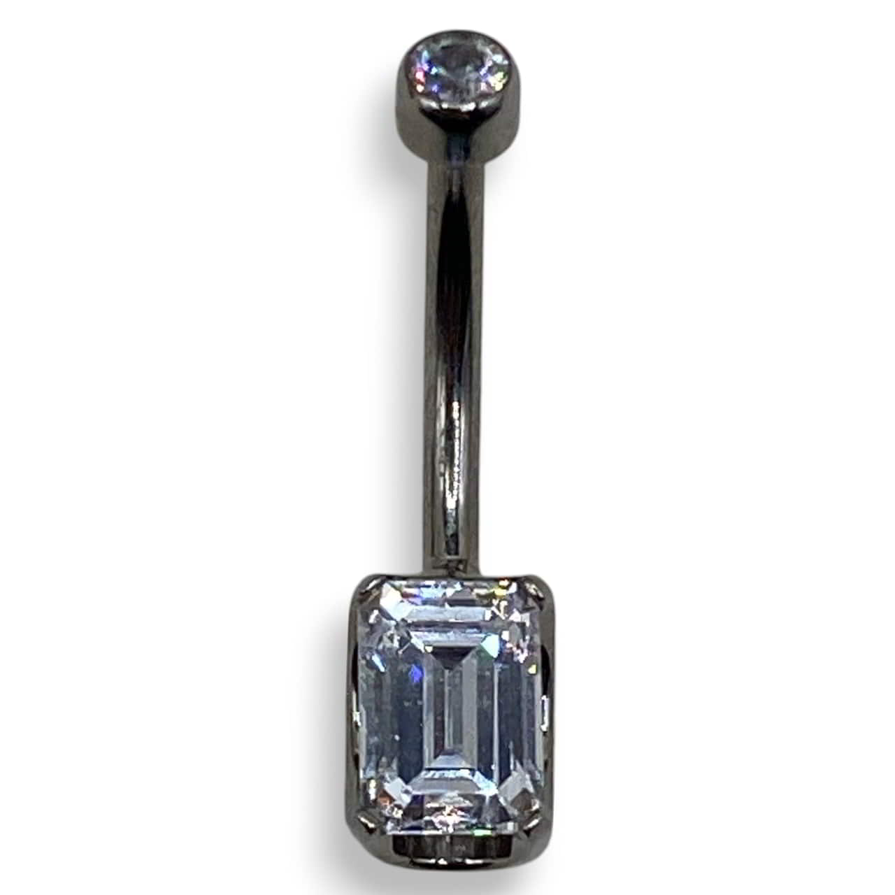 Anatometal Emerald Navel Curve CZ Titan
