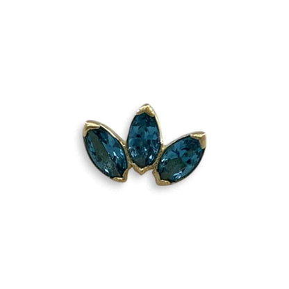 Anatometal Mini Marquise 3 Fan Gelbgold London Blue Threadless