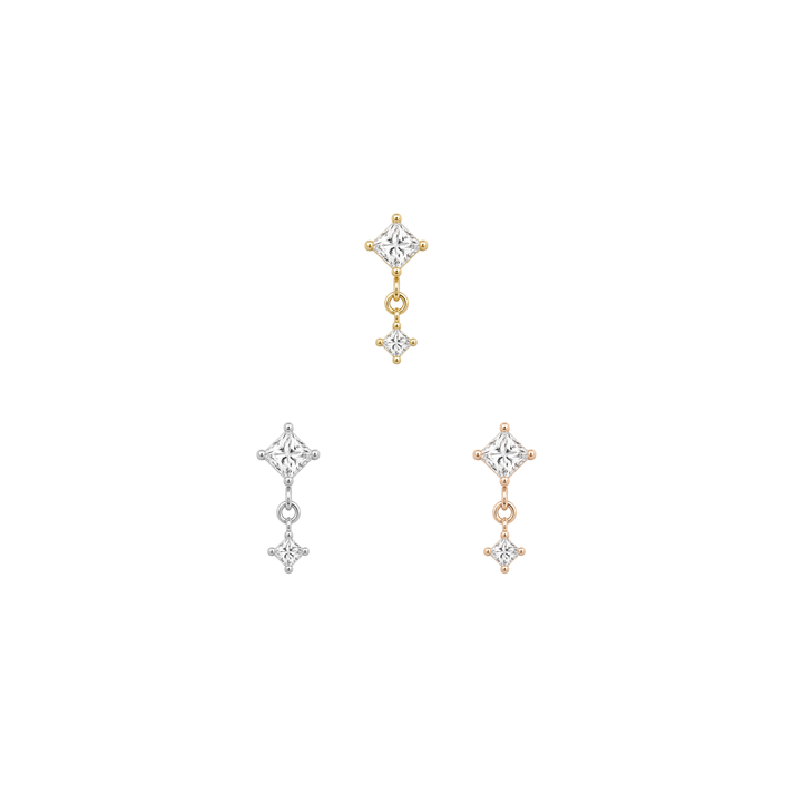 Buddha Fun and Games White CZ Gelbgold Threadless