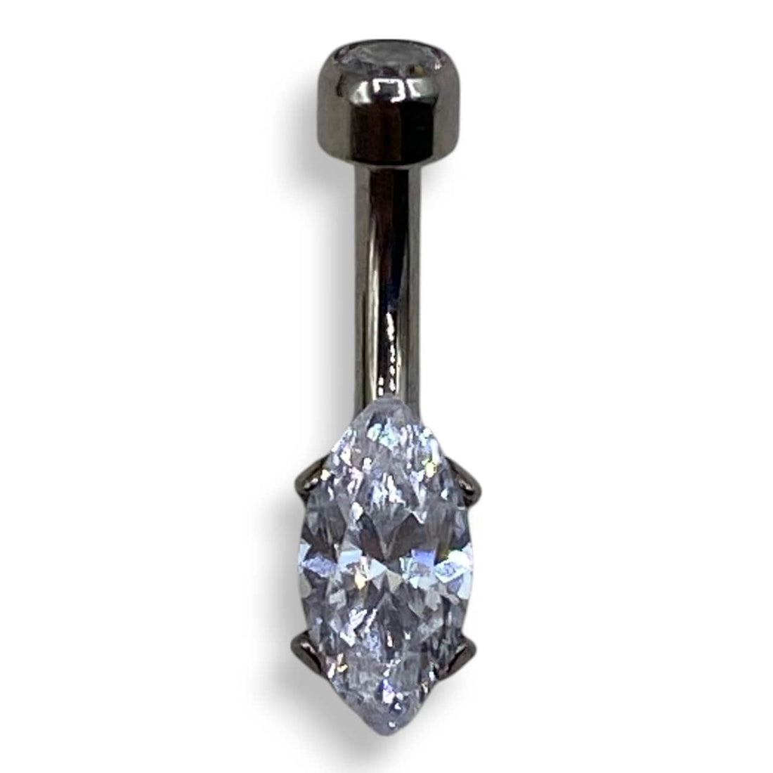 Anatometal Marquise Navel Curve CZ Titan