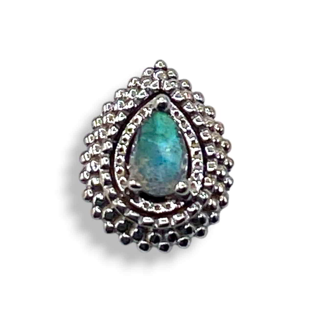 BVLA Tiny Afghan Pear Weißgold Labradorit Rose Cut Threaldess