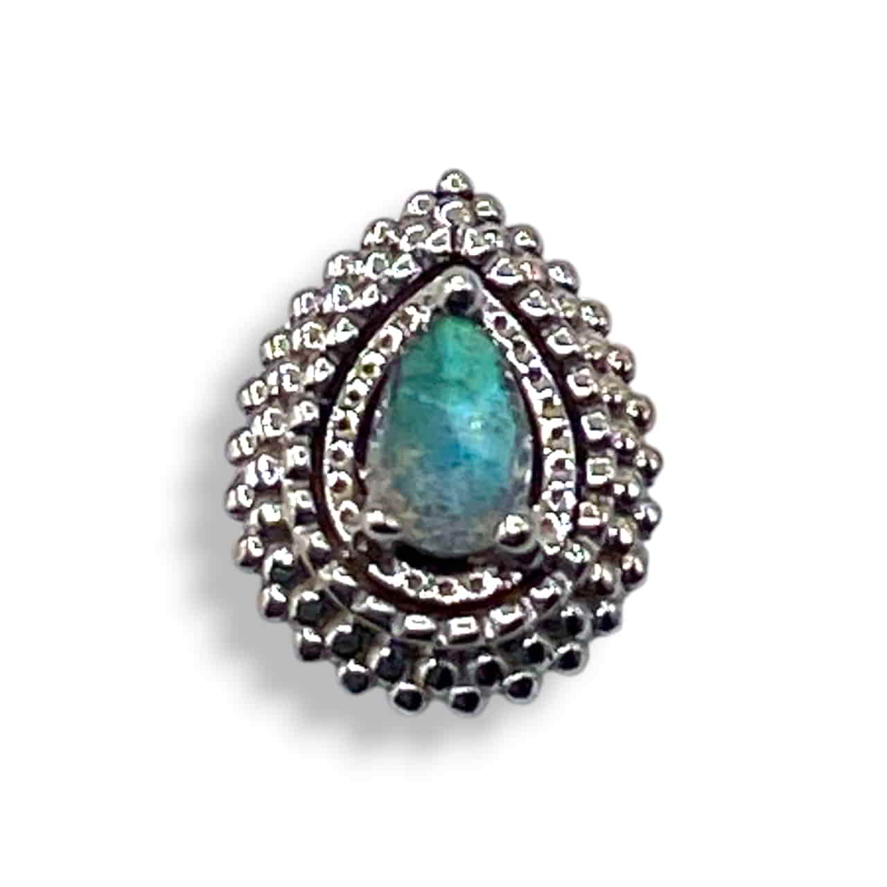BVLA Tiny Afghan Pear Weißgold Labradorit Rose Cut Threaldess