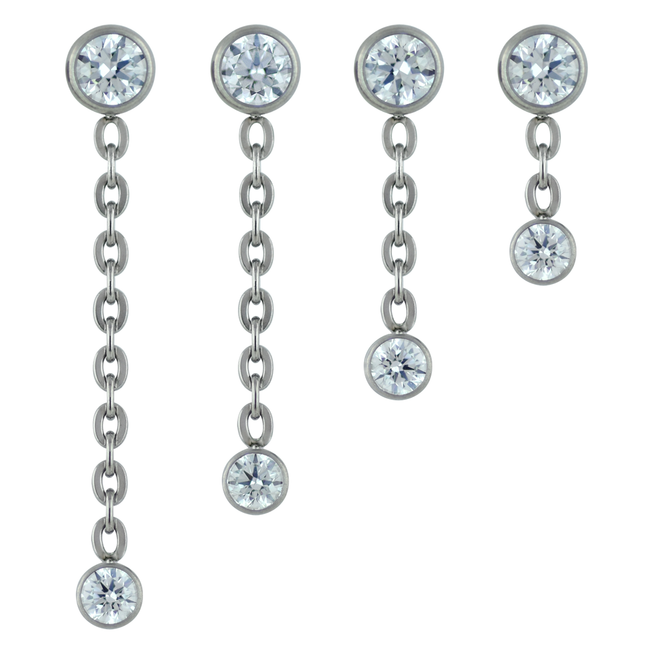 Neometal Titanium Double Bezel Dangle CZ Threadless