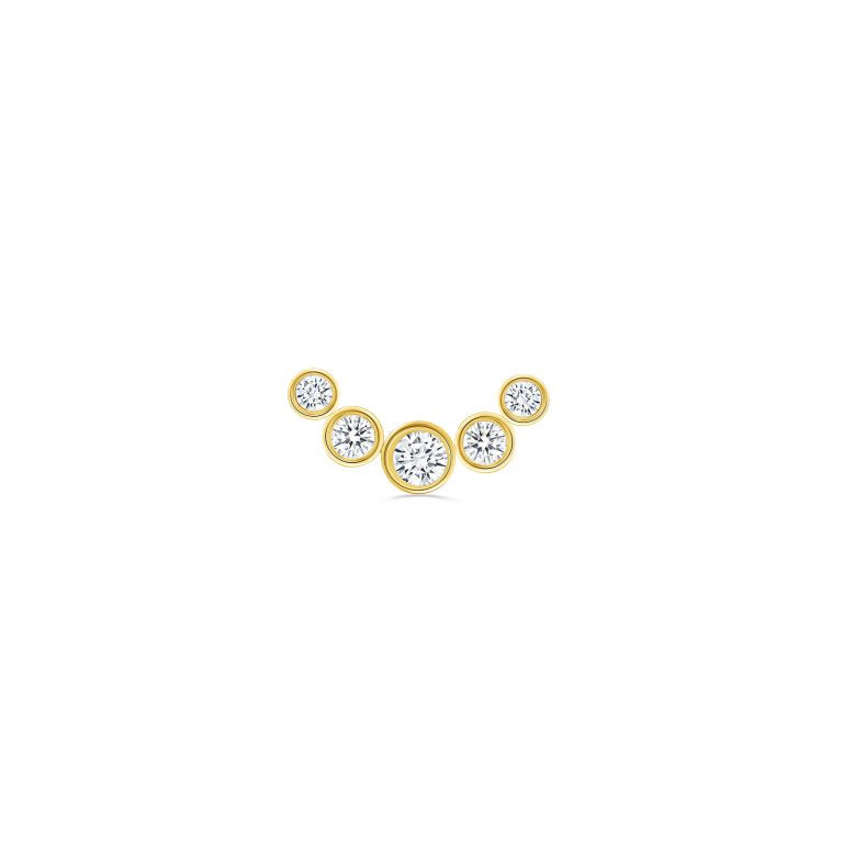 NorVoch 5 Gem Bezel Cluster 14k Gelbgold / White CZ Threadless