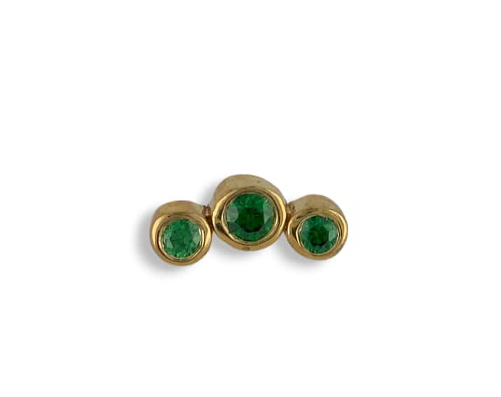 3 Gem Bezel Cluster 14k Gelbgold Emerald Threadless