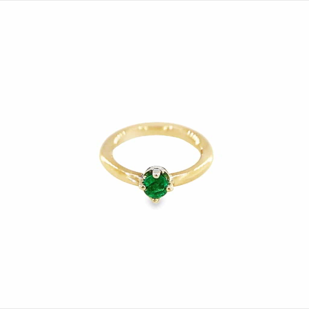 NorVoch Classic Prong 2 mm Emerald Seamless Ring Gelbgold