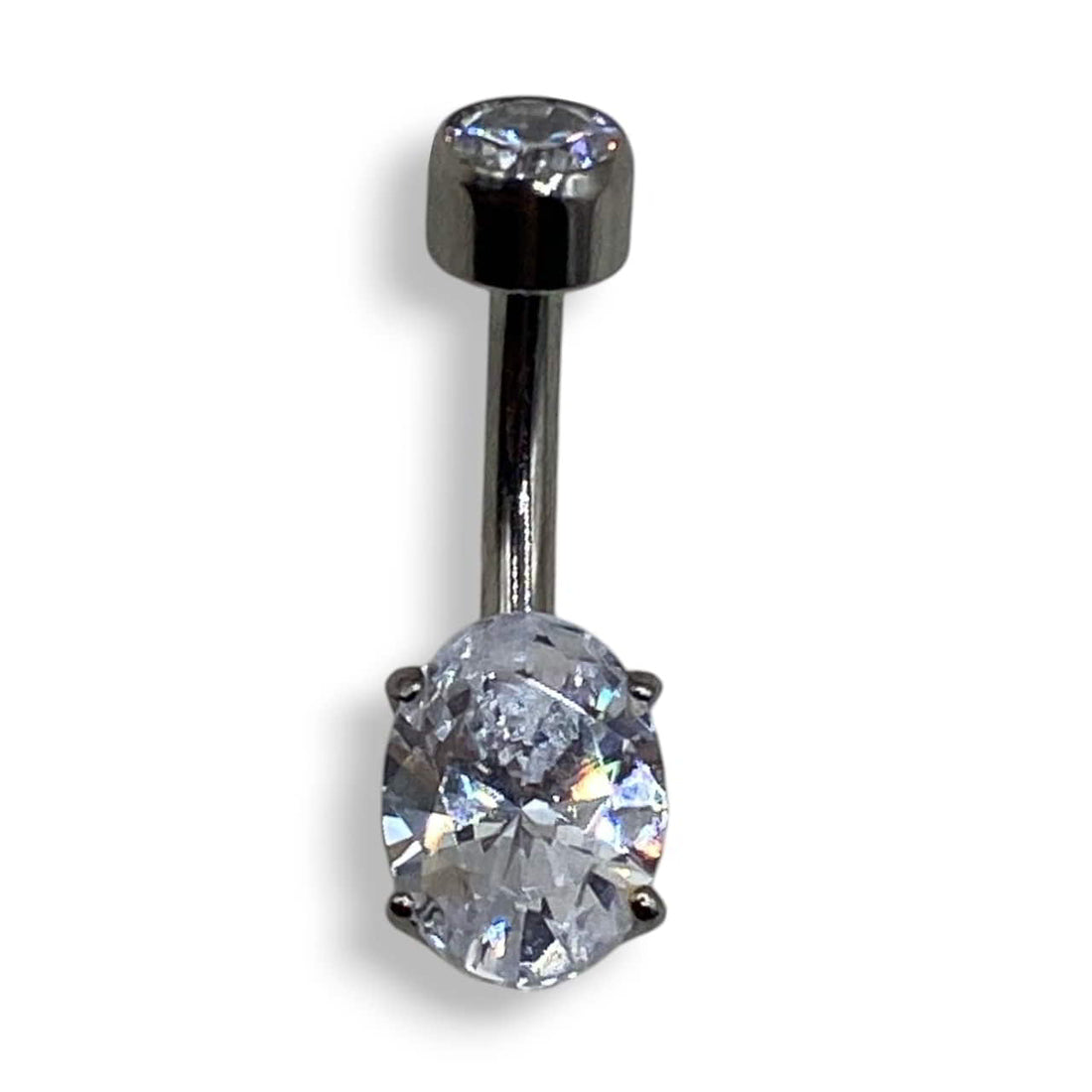 Anatometal Oval Navel Curve CZ Titan