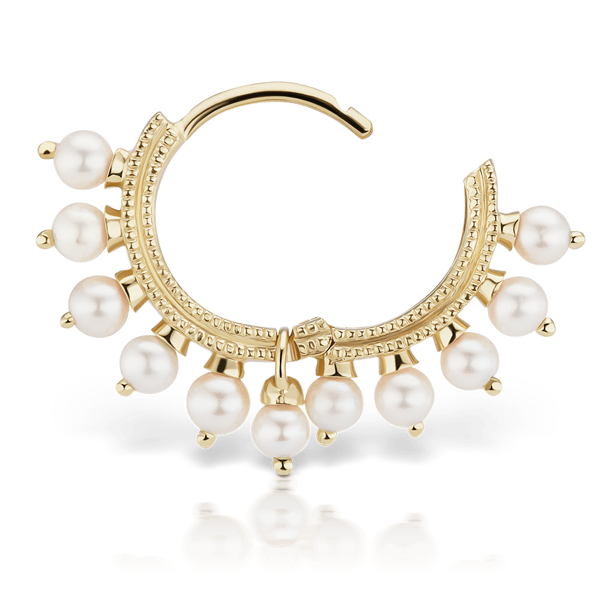 Coronet mit Perlen Gelbgold