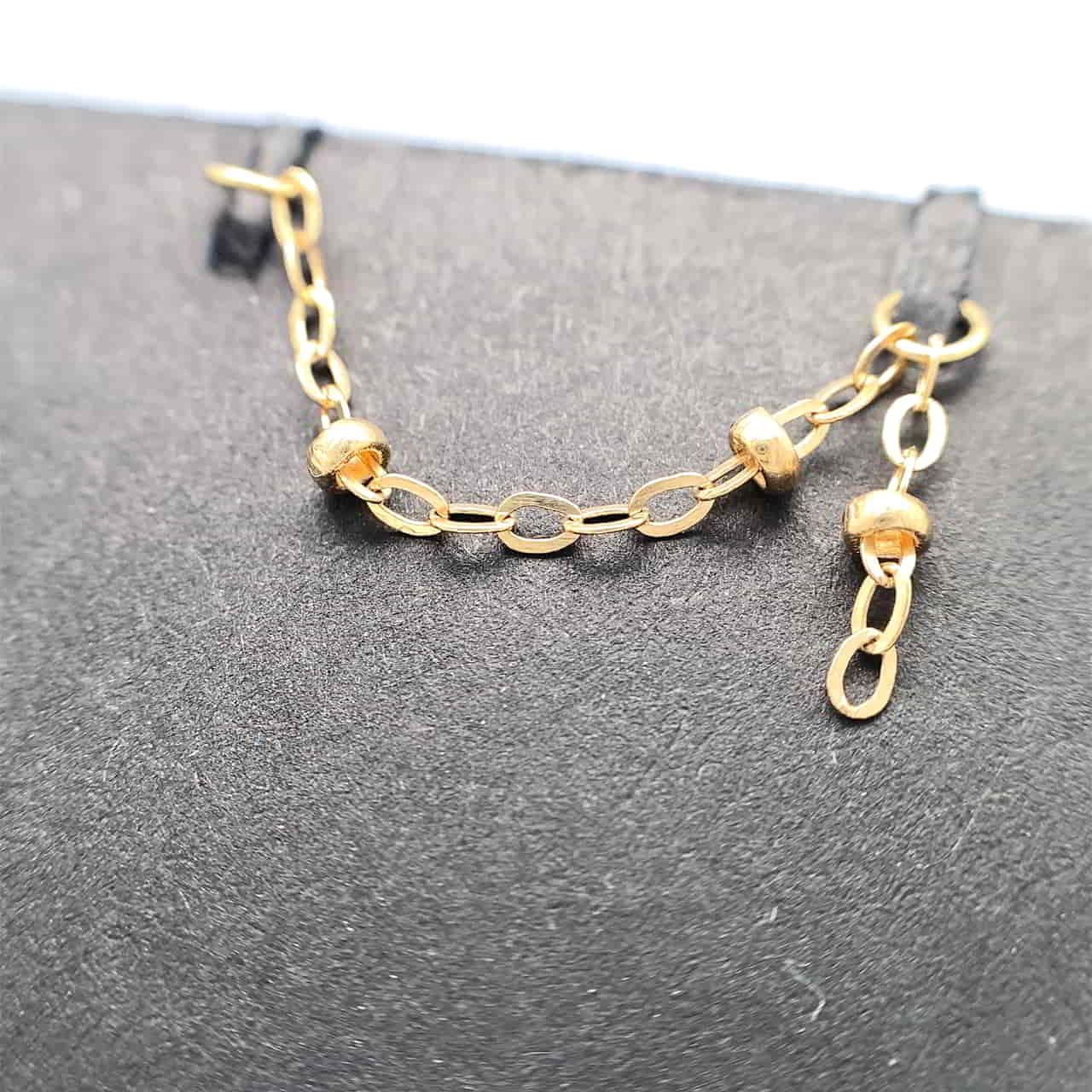 Two Point Beaded Cable Chain Gelbgold