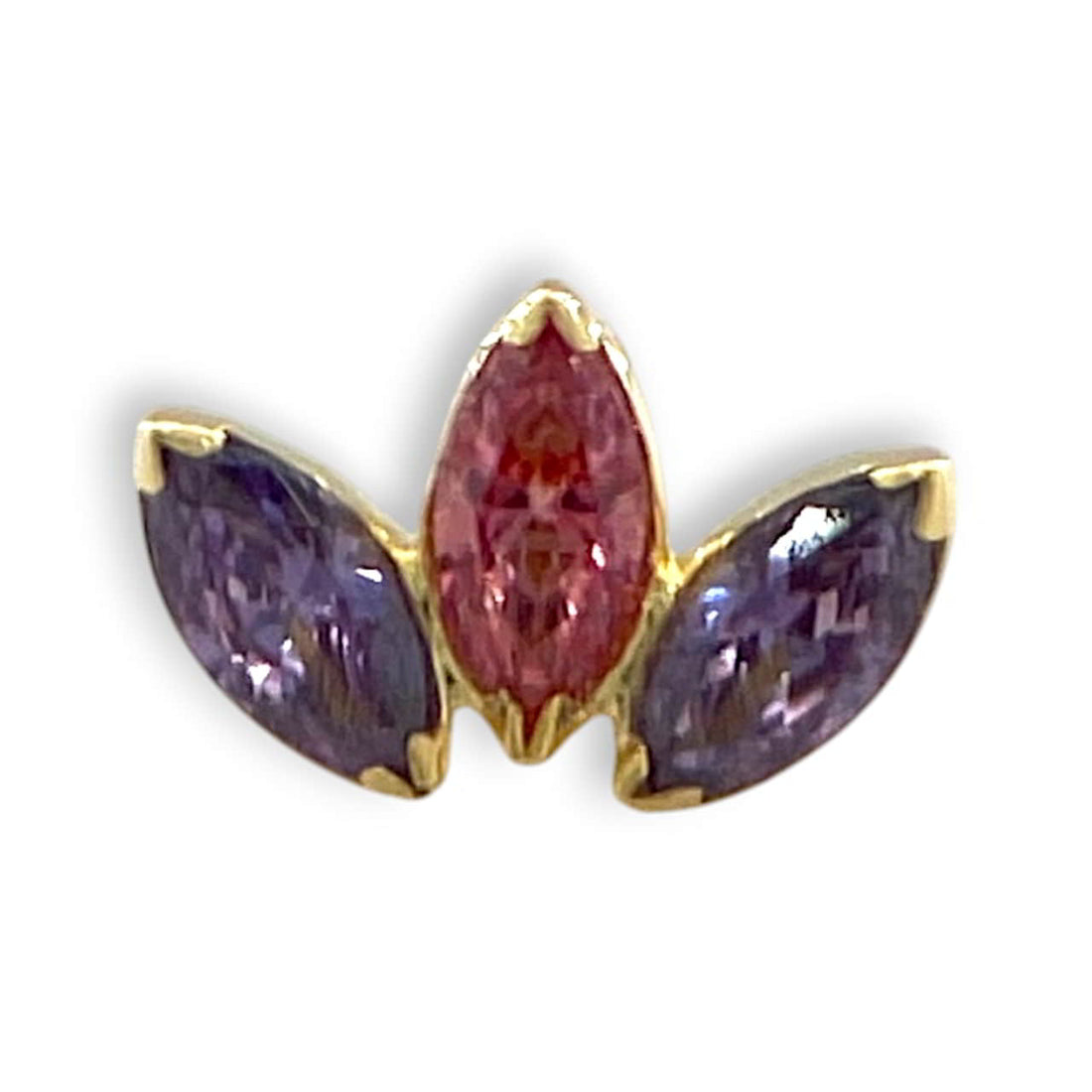 Anatometal Mini Marquise 3 Fan Lavender Salmon Pink Gelbgold Threadless