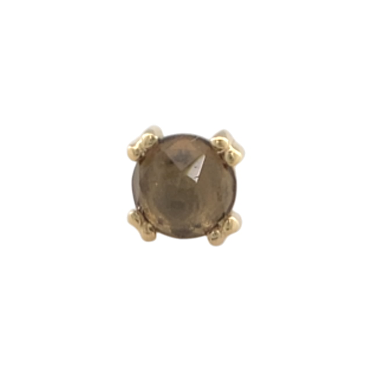BVLA Round Cab Prong Smoky Quartz Rose cut Gelbgold Threadless