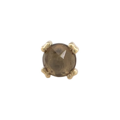 BVLA Round Cab Prong Smoky Quartz Rose cut Gelbgold Threadless