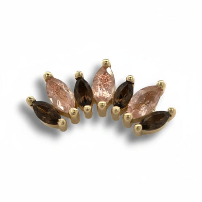 BVLA Athena Smoky Quartz und Oregon Sunstone Gelbgold Threaded