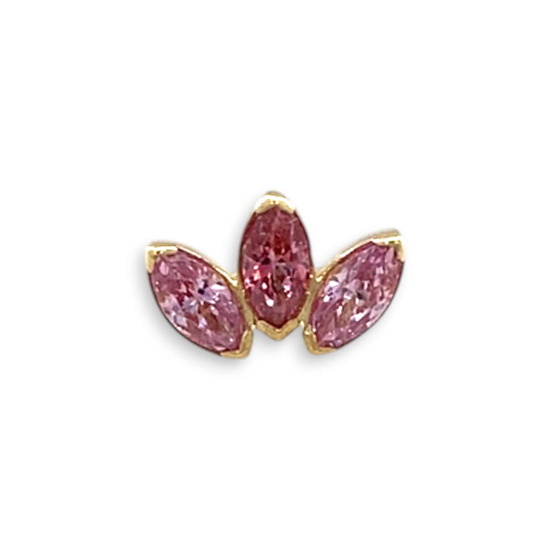 Anatometal Mini Marquise 3 Fan Primrose and Pink Gelbgold Threadless