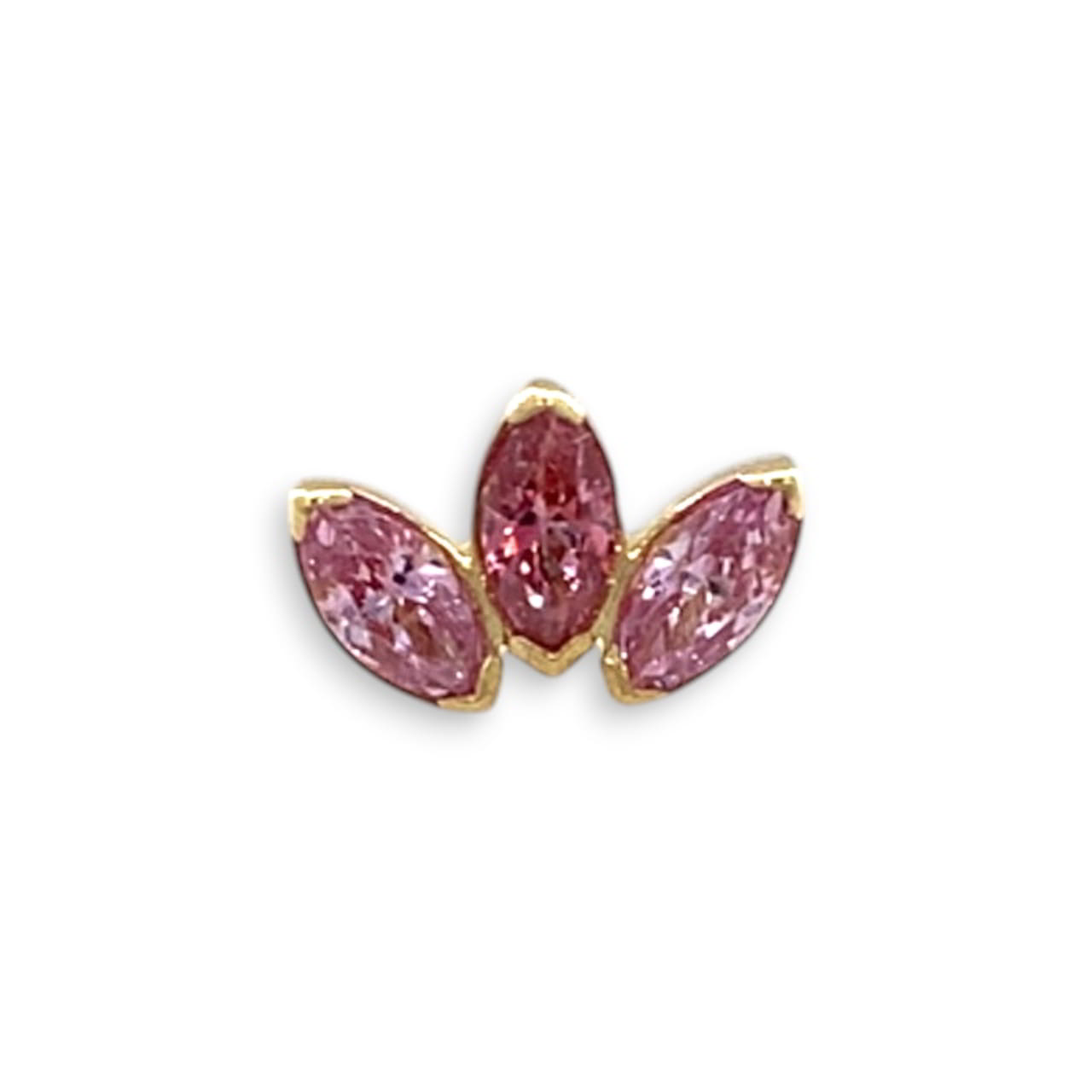 Anatometal Mini Marquise 3 Fan Primrose and Pink Gelbgold Threadless