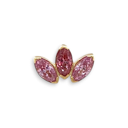 Anatometal Mini Marquise 3 Fan Primrose and Pink Gelbgold Threadless