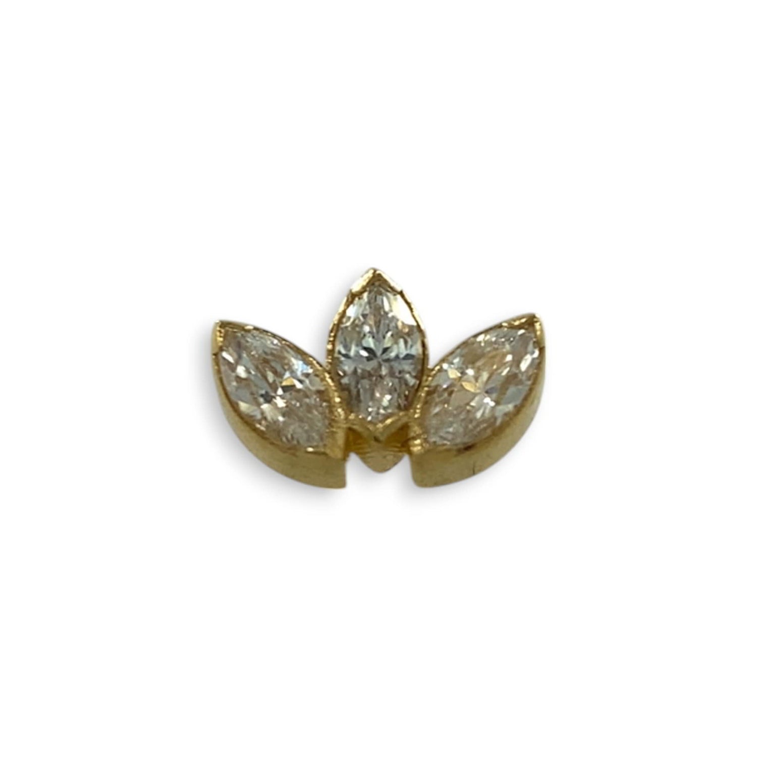 Anatometal Mini Marquise 3 Fan Gelbgold White Topaz Threadless