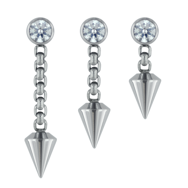 NeoMetal Titanium Spear Dangle CZ Threadless