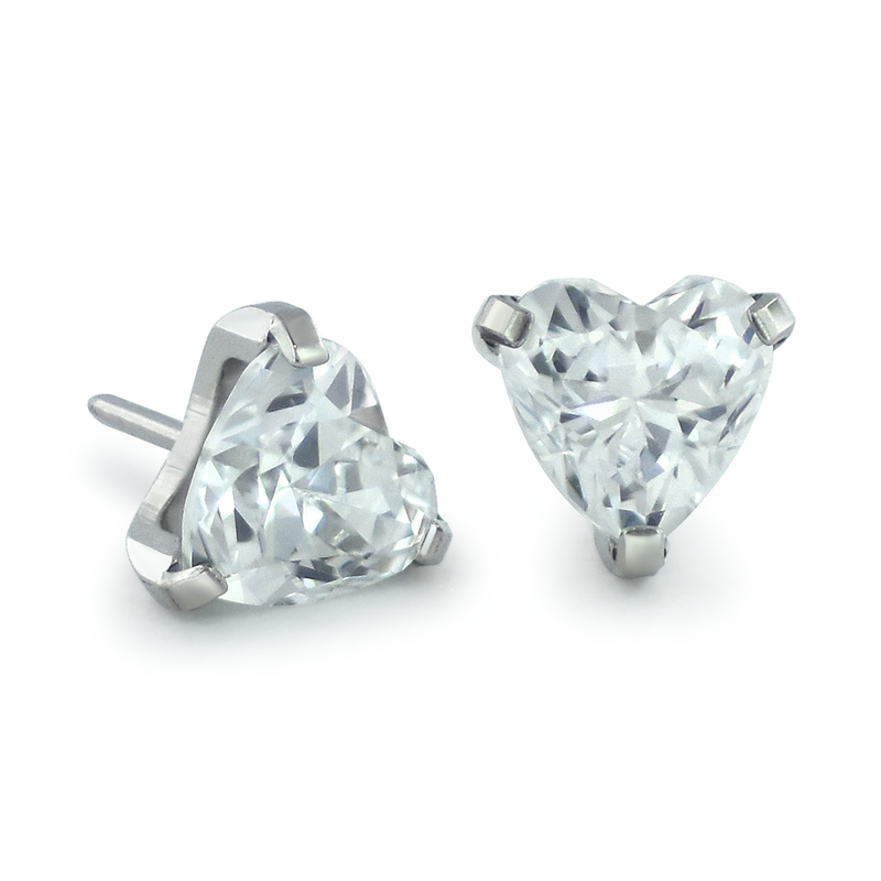 NeoMetal Cluster Titan Heart Prong CZ Threadless