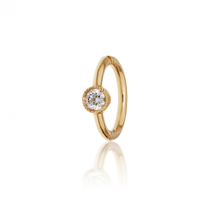 Diamond Scalloped Clicker Ring Gelbgold
